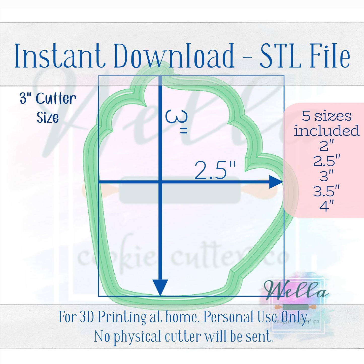 Digital STL File - Mug with Whipped Cream Cookie Cutter - 5 Sizes Included 2", 2.5", 3", 3.5" & 4"
