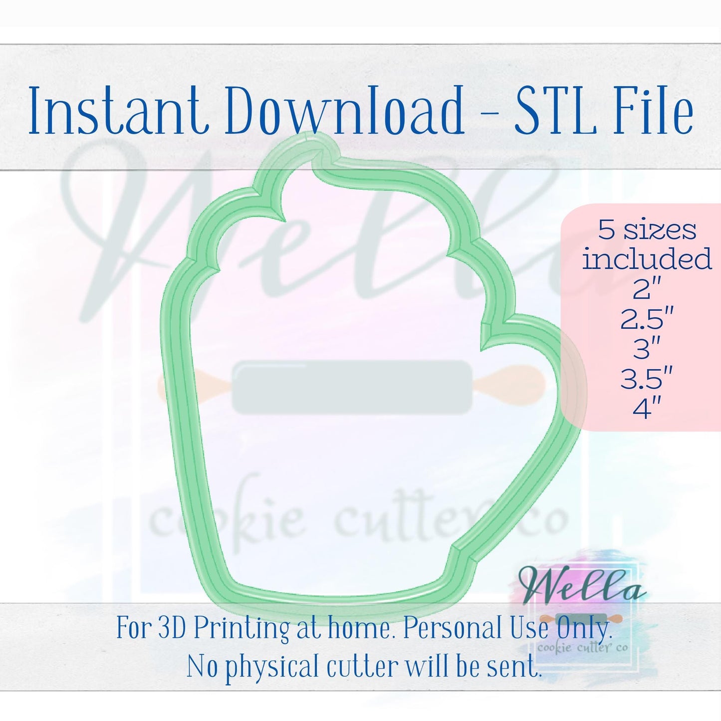 Digital STL File - Mug with Whipped Cream Cookie Cutter - 5 Sizes Included 2", 2.5", 3", 3.5" & 4"