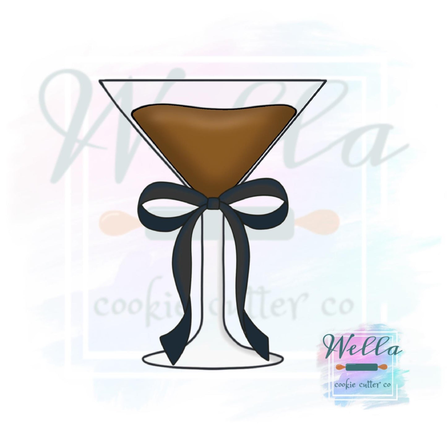 Expresso Martini with Bow Cookie Cutter - Optional Stencil Guide