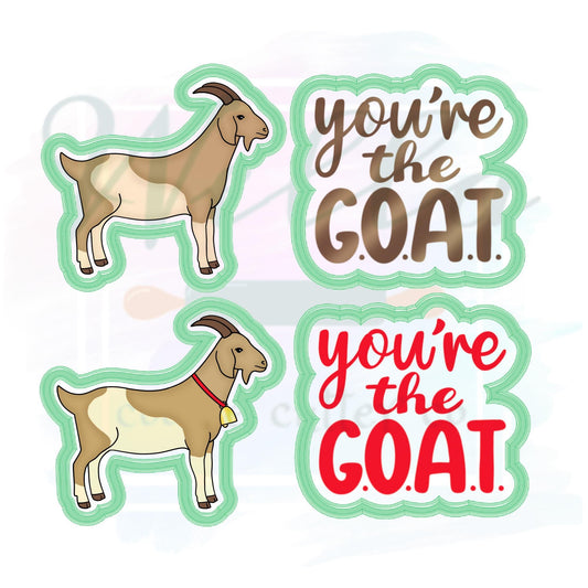 You're the GOAT Set Cookie Cutters with Optional Stencil, Goat with or without Bell
