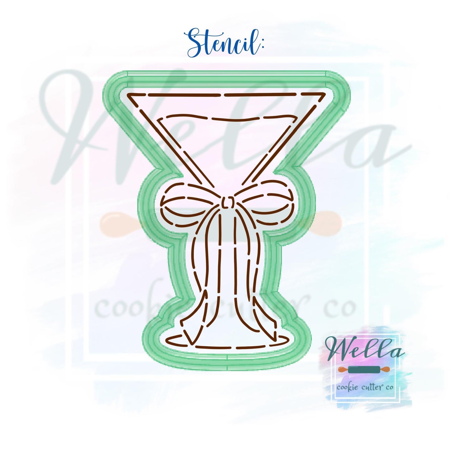 Expresso Martini with Bow Cookie Cutter - Optional Stencil Guide