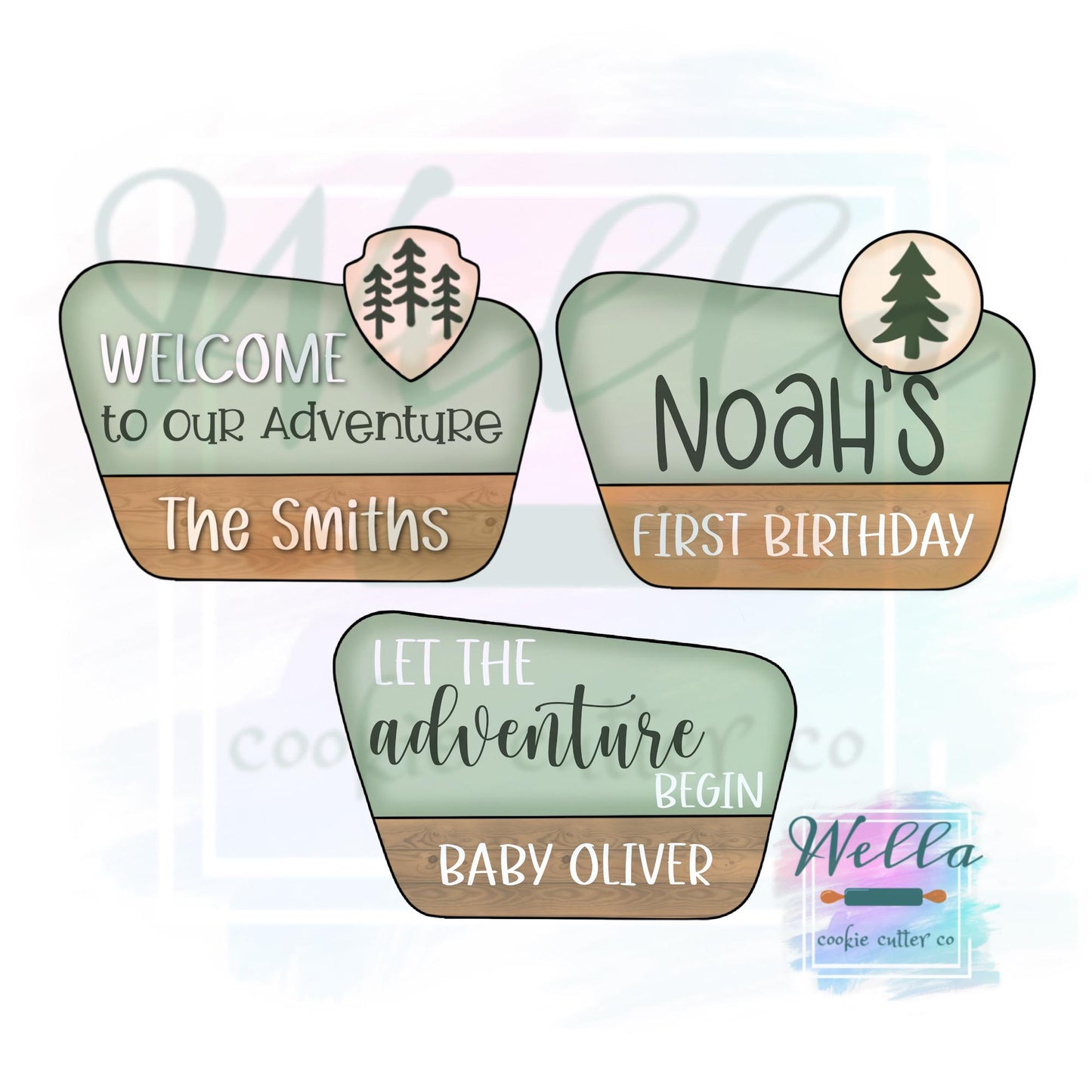 National Park Camp Sign Cookie Cutter - 3 Shapes