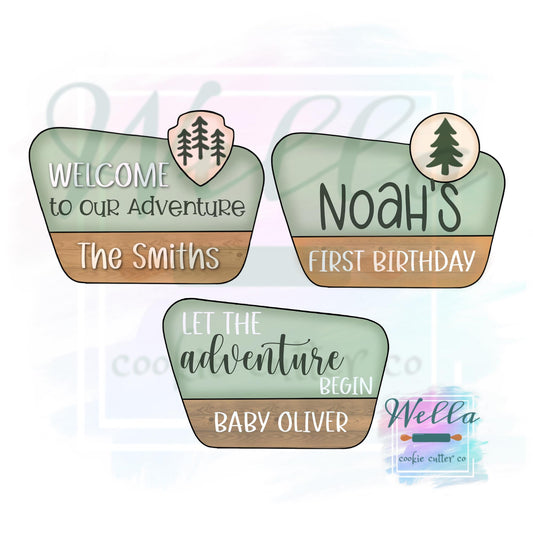 National Park Camp Sign Cookie Cutter - 3 Shapes