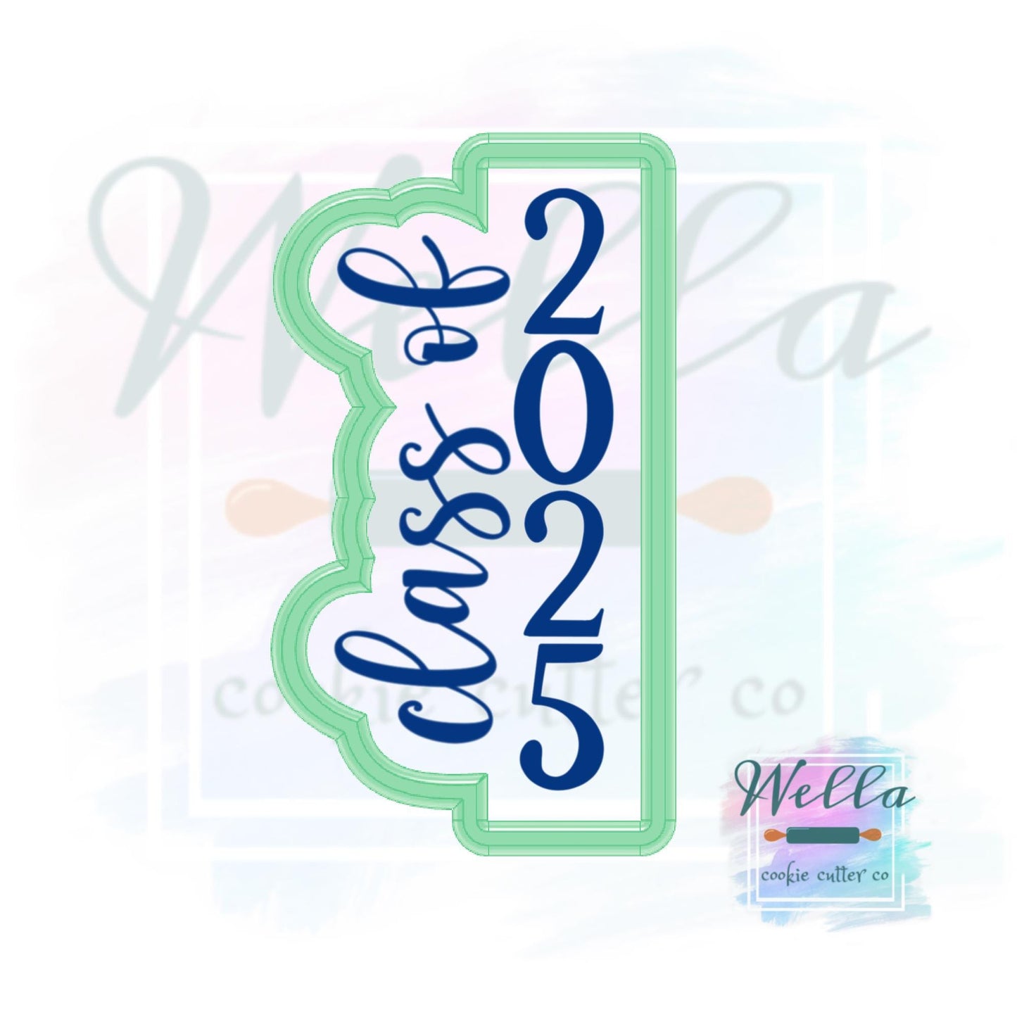 Graduation Class of 2025 #3 Skinny Cookie Cutter with Optional Stencil