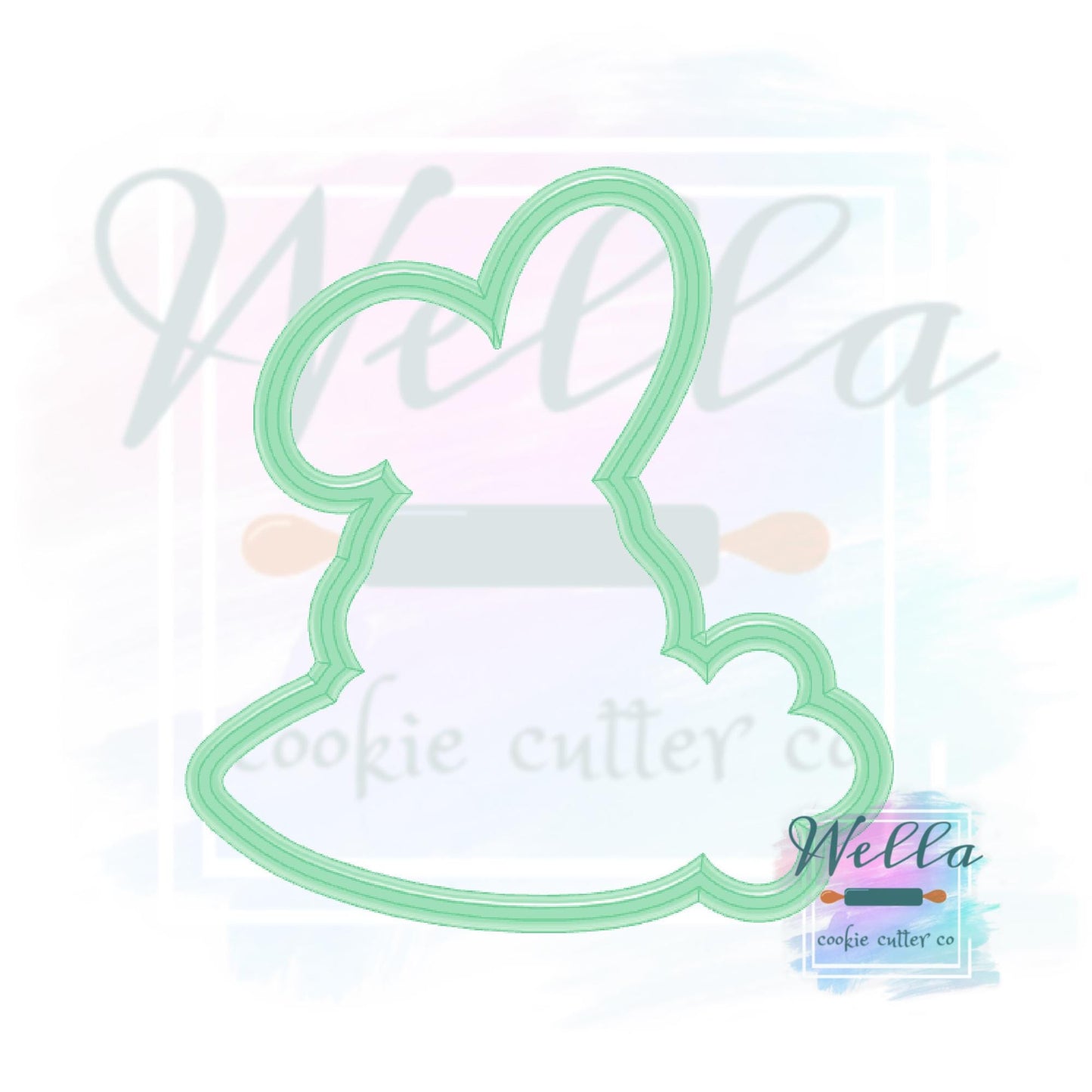Bunny Holding Carrot Name Plaque Cookie Cutter with Optional Stencil Guide