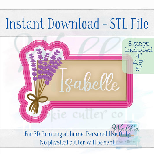 Digital STL File - Lavender Bouquet Plaque Cookie Cutter- 3 Sizes: 4" 4.5" & 5"