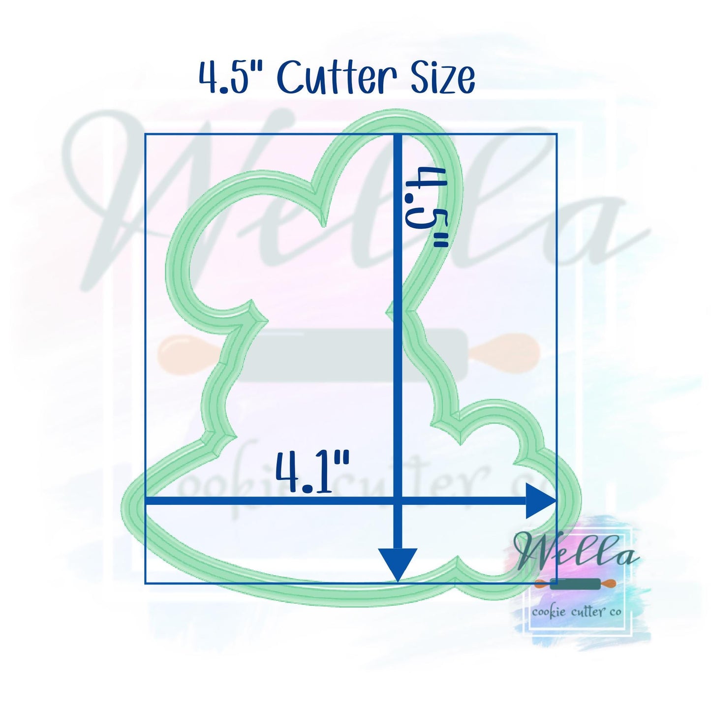 Bunny Holding Carrot Name Plaque Cookie Cutter with Optional Stencil Guide