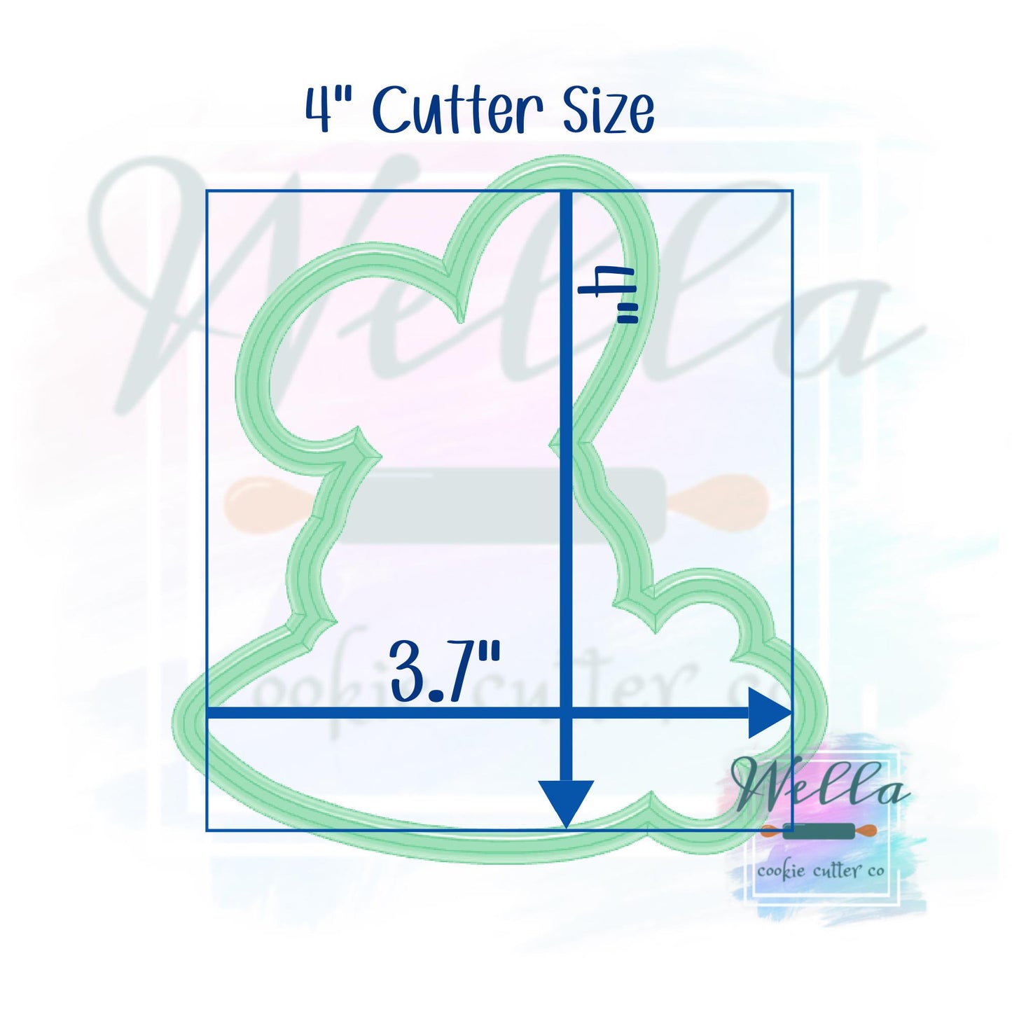 Bunny Holding Carrot Name Plaque Cookie Cutter with Optional Stencil Guide
