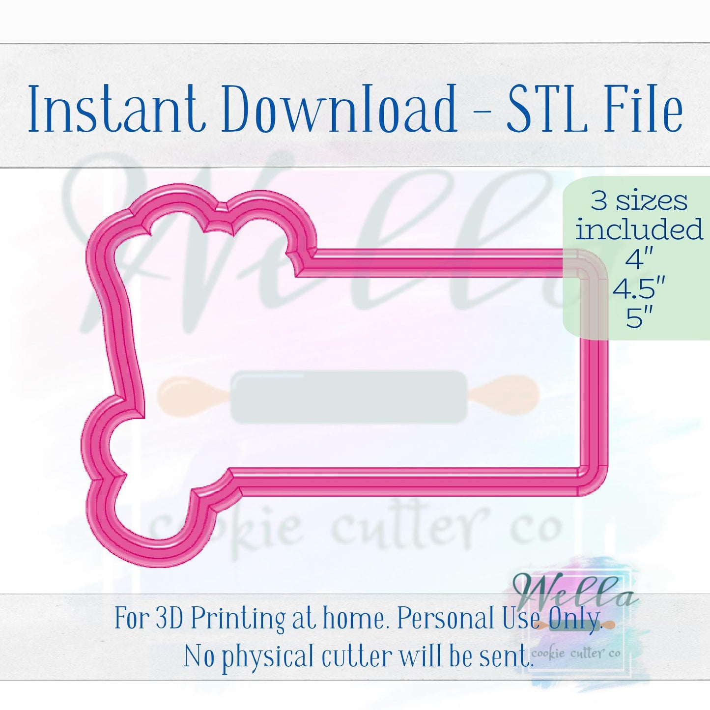 Digital STL File - Lavender Bouquet Plaque Cookie Cutter- 3 Sizes: 4" 4.5" & 5"