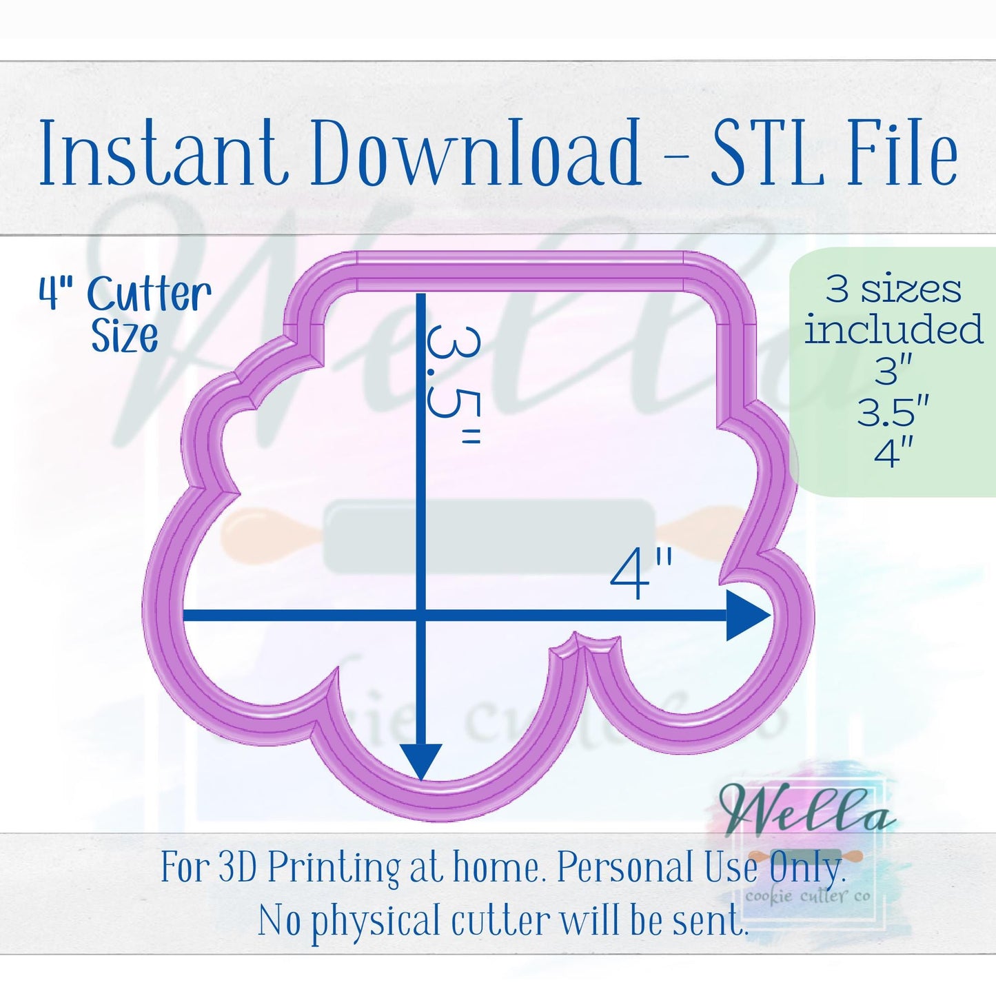 Digital STL File - Happy Easter Text Cookie Cutter - 3 Sizes: 3" 3.5" & 4"