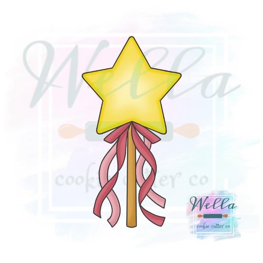 Star Wand with Ribbons Cookie Cutter