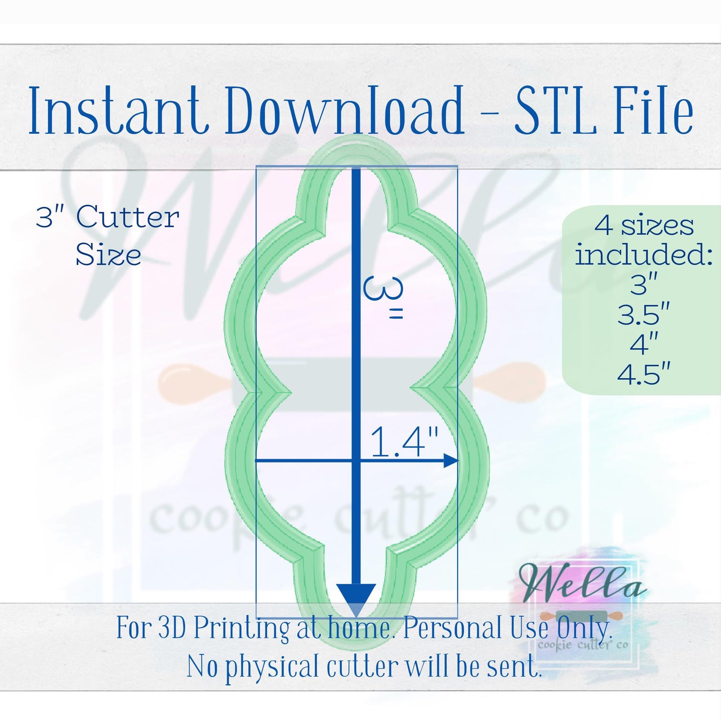 Digital STL File - Olive Skewer Cookie Cutter - 4 Sizes: 3" 3.5" 4" & 4.5"