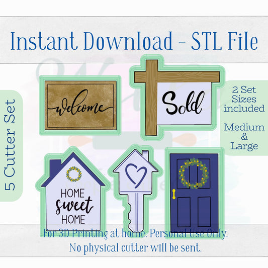 Digital STL File - Housewarming Set - 5 pc set - Medium and Large Sizes