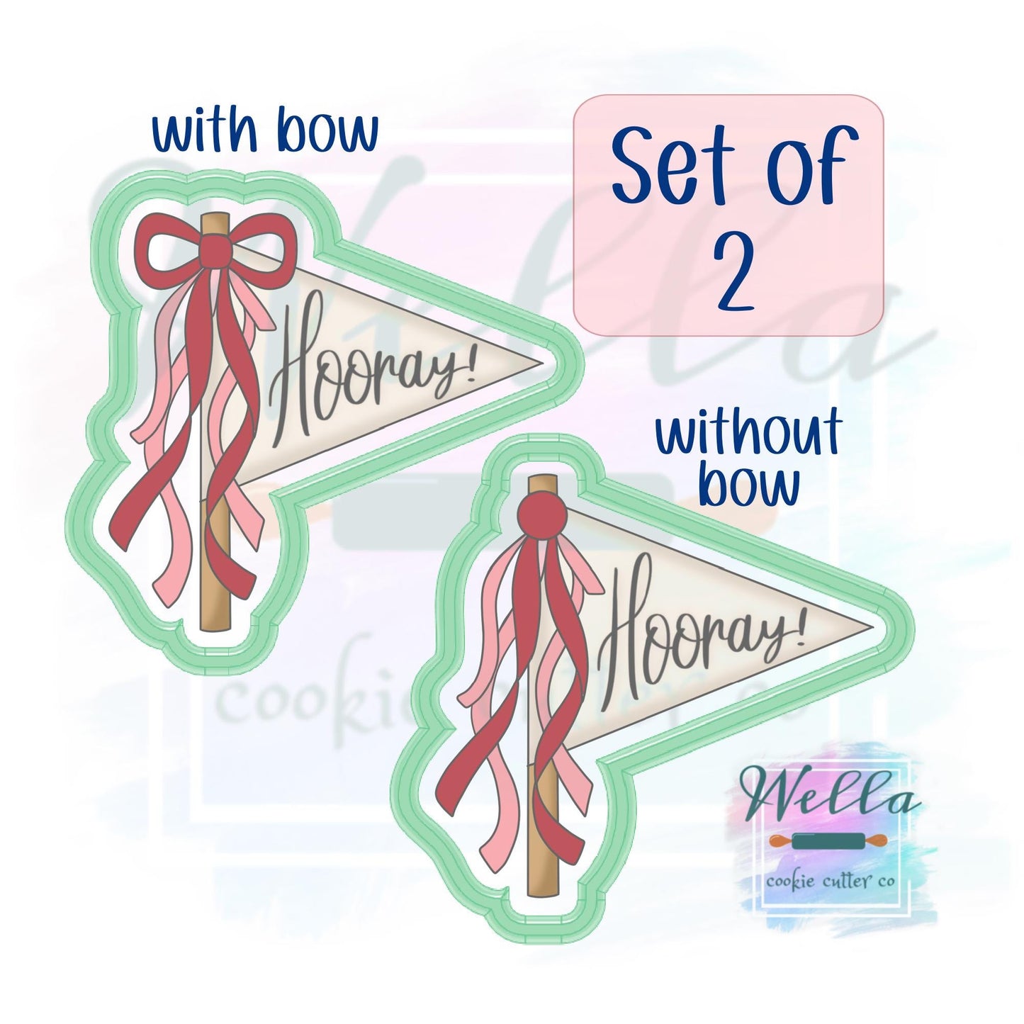 Party Pennant Flag with Tassels Cookie Cutter - 2 Shape Options with Optional Stencil Guide