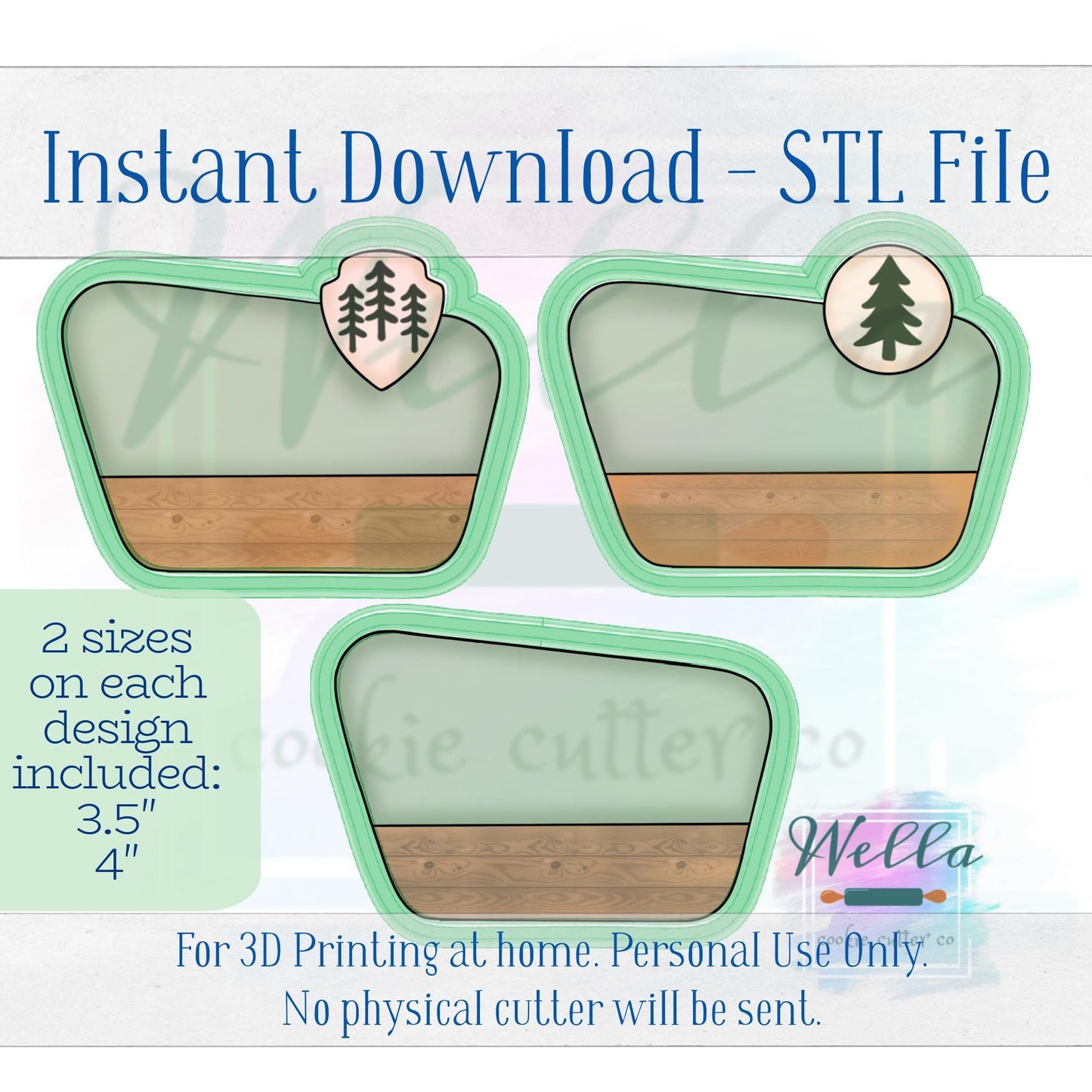 Digital STL File - Camping Park Signs Cookie Cutter Set- 2 Sizes of each design: 3.5" & 4"