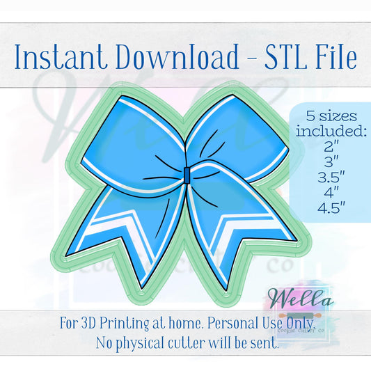 Digital STL File - Cheer Bow Cookie Cutter - 5 Sizes Included 2" 3" 3.5" 4" & 4.5"