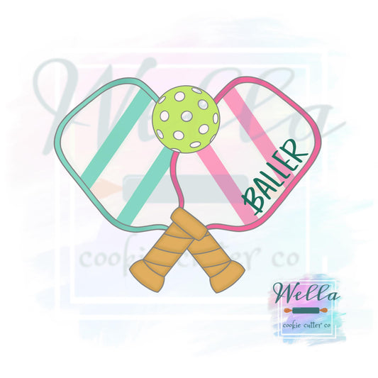 Pickleball Paddles with Ball Cookie Cutter