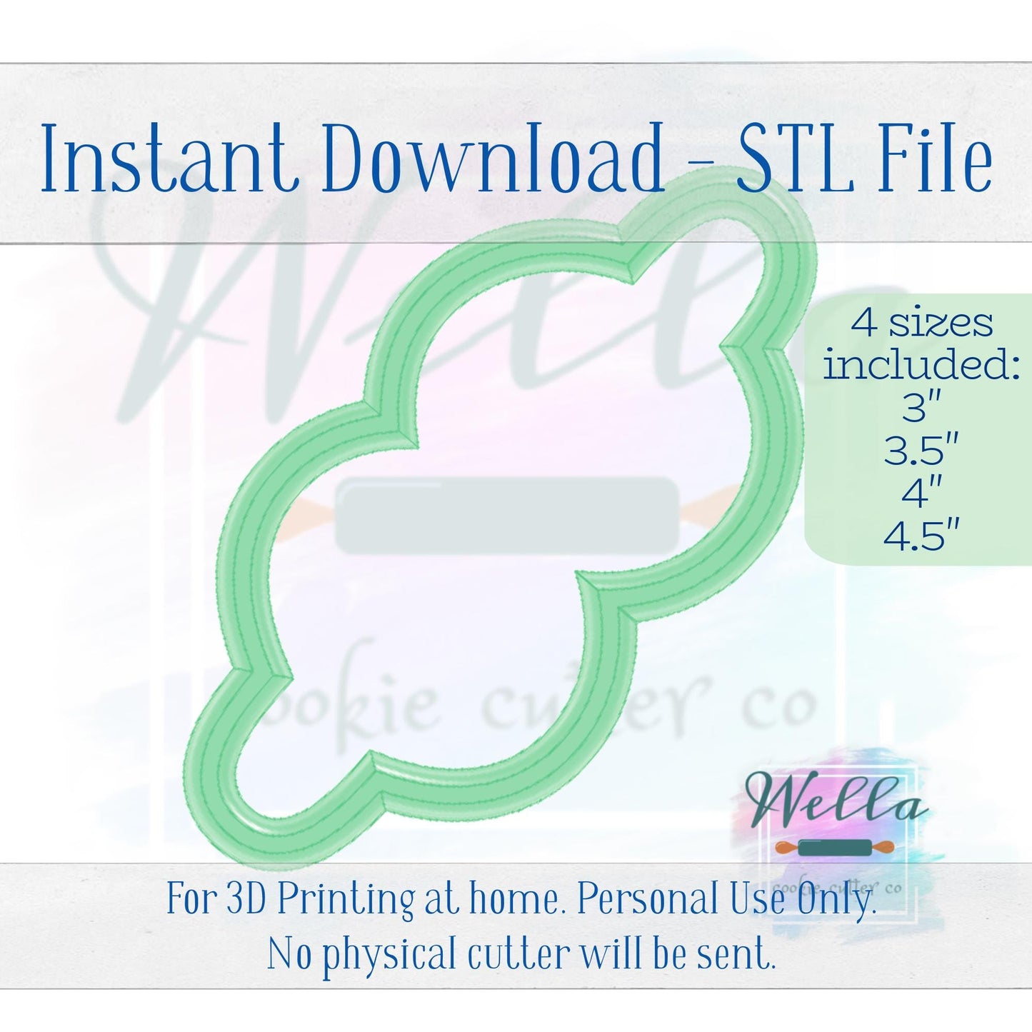 Digital STL File - Olive Skewer Cookie Cutter - 4 Sizes: 3" 3.5" 4" & 4.5"