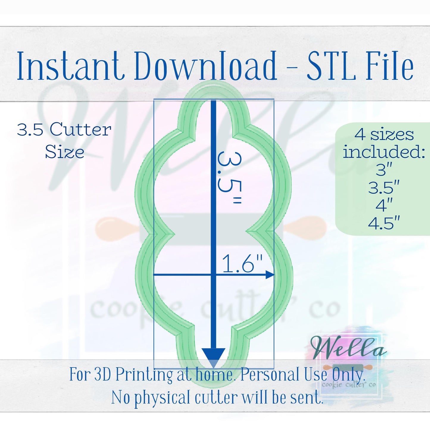 Digital STL File - Olive Skewer Cookie Cutter - 4 Sizes: 3" 3.5" 4" & 4.5"