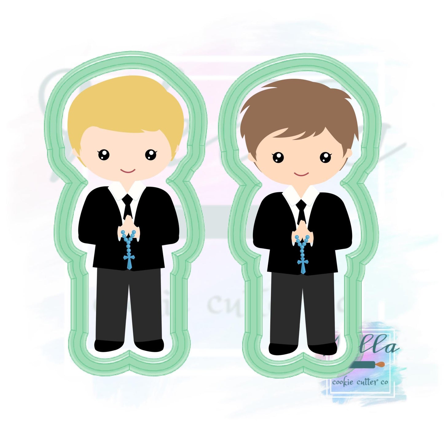 Communion Boy Cookie Cutter with Optional Stencil