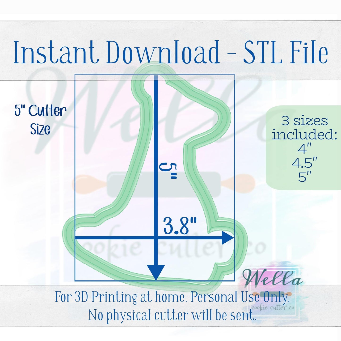 Digital STL File - Silly Goose with Birthday Hat Cookie Cutter - 4 Sizes Included 3.5" 4", 4.5" & 5"