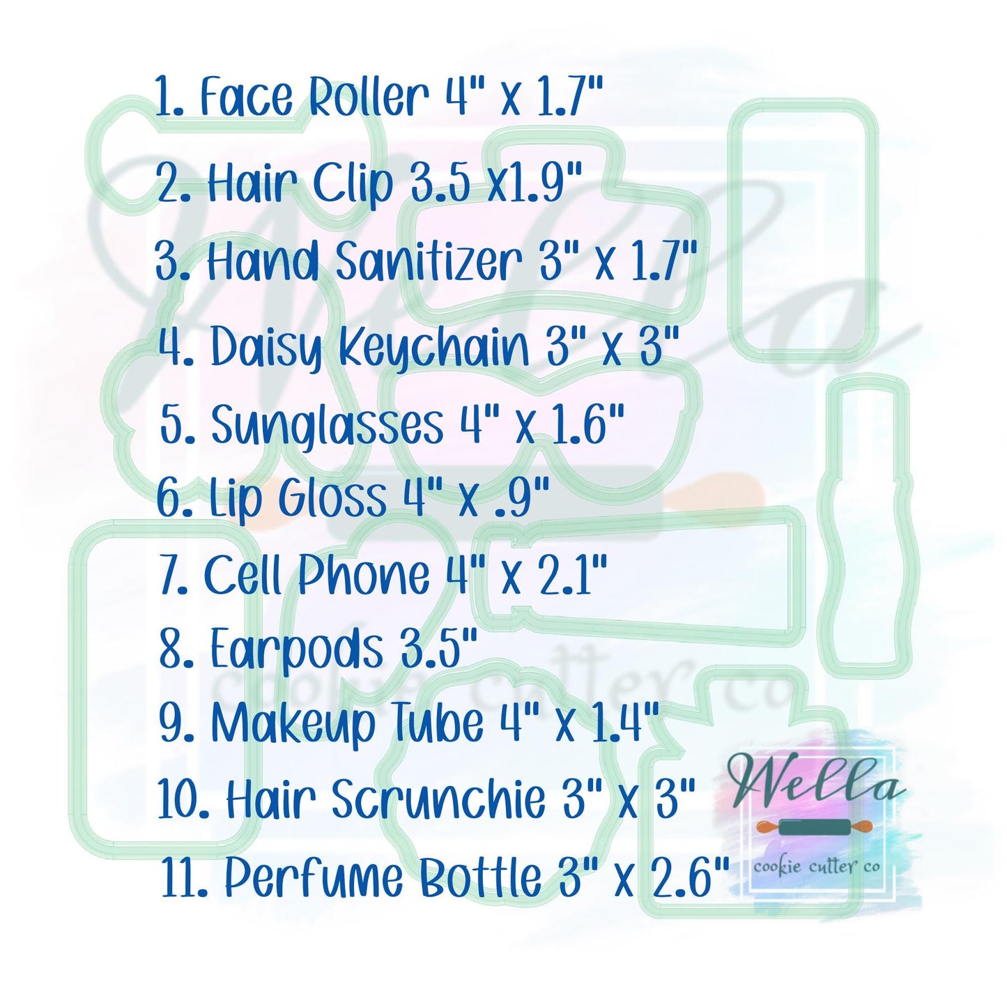 Purse Essentials Whole Set of 11 Cookie Cutters