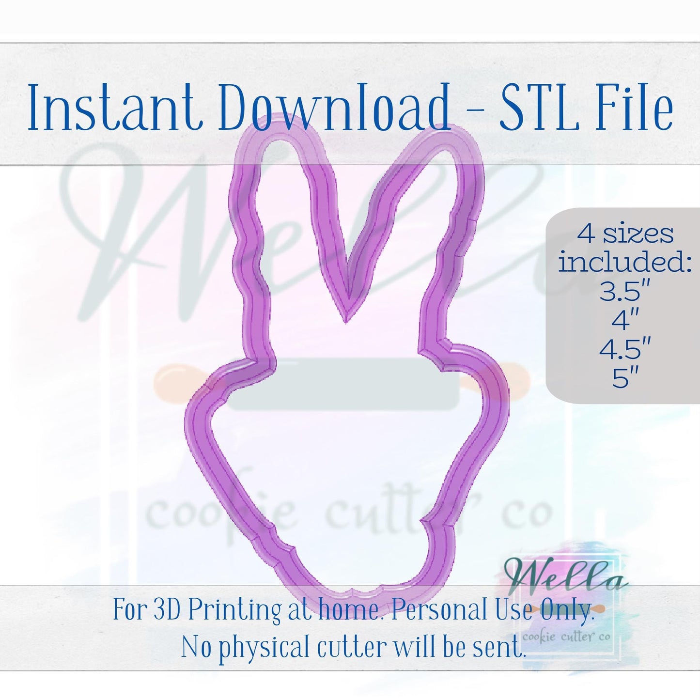 Digital STL File - Skeleton Peace Cookie Cutter - 4 Sizes: 3.5" 4" 4.5" & 5"