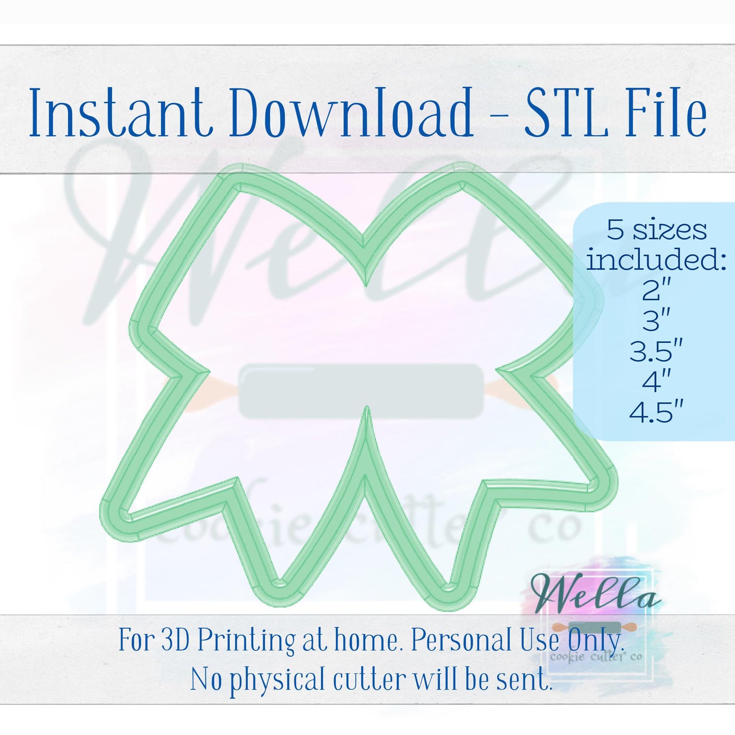 Digital STL File - Cheer Bow Cookie Cutter - 5 Sizes Included 2" 3" 3.5" 4" & 4.5"