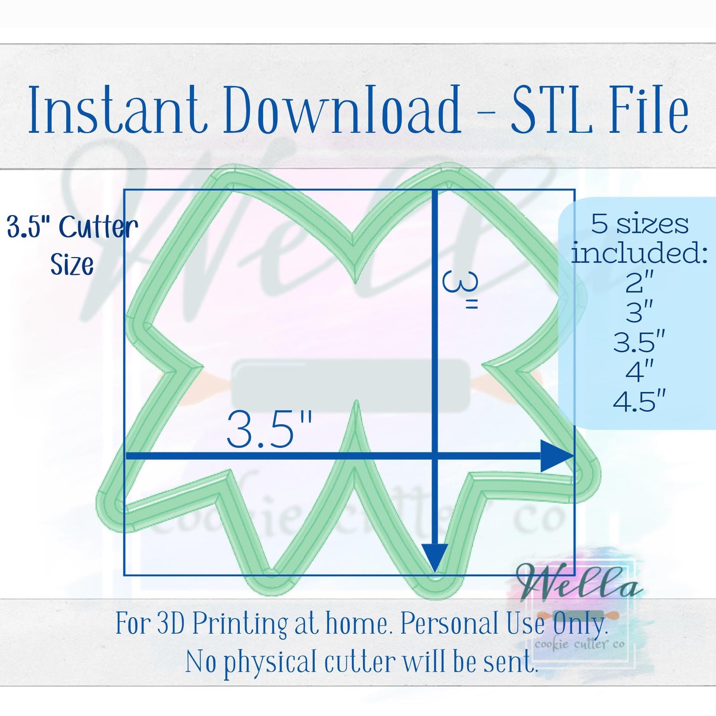 Digital STL File - Cheer Bow Cookie Cutter - 5 Sizes Included 2" 3" 3.5" 4" & 4.5"