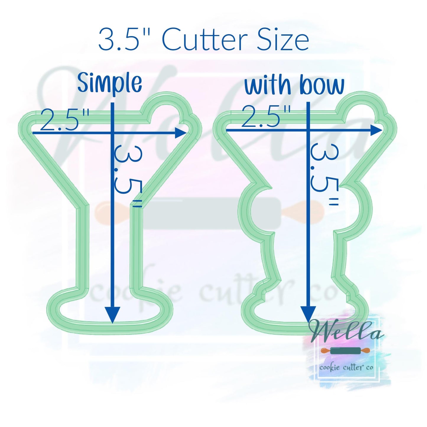 Olive Martini Cookie Cutter with or without Bow - 2 Shape Options with Optional Stencil Guide