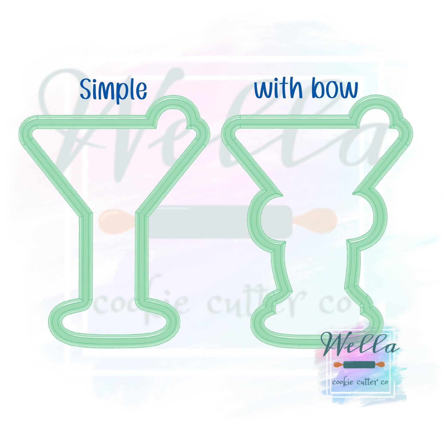Olive Martini Cookie Cutter with or without Bow - 2 Shape Options with Optional Stencil Guide
