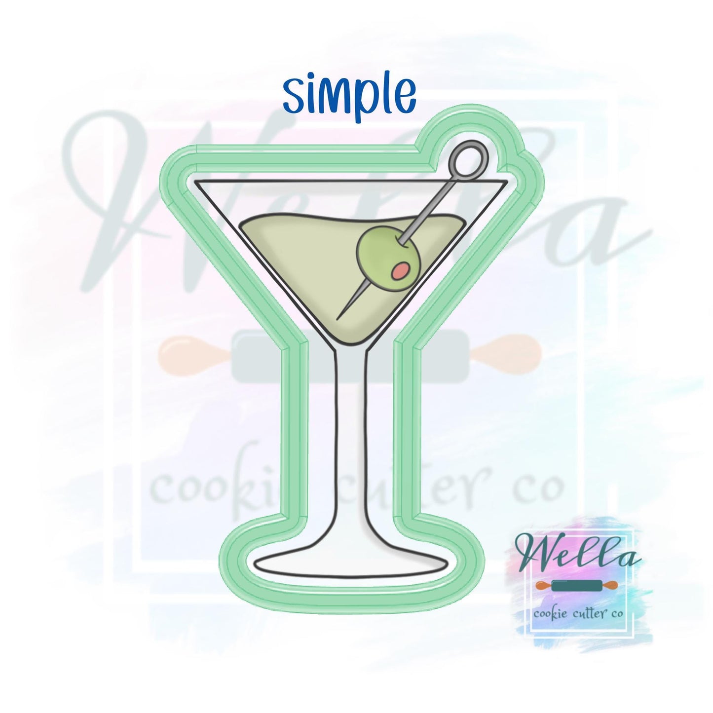 Olive Martini Cookie Cutter with or without Bow - 2 Shape Options with Optional Stencil Guide
