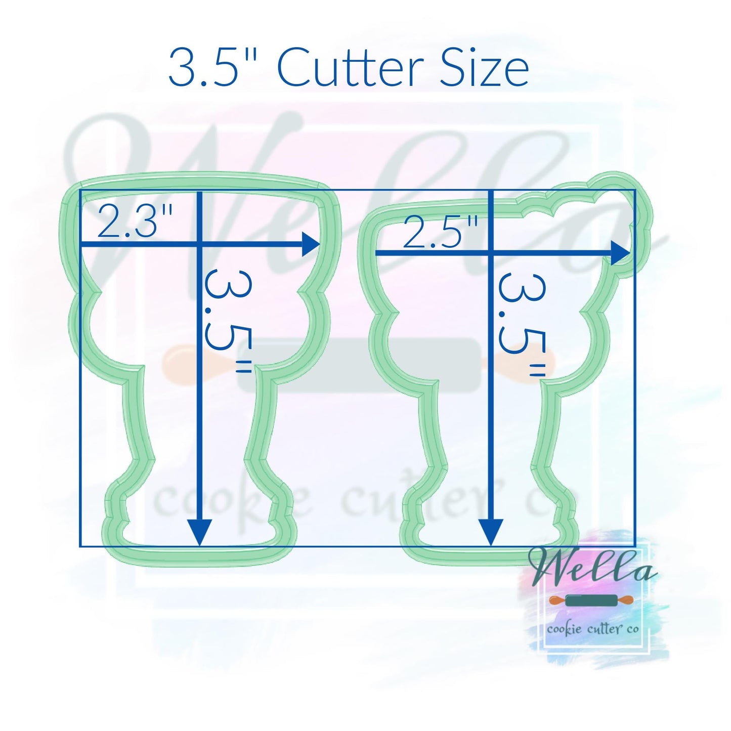 Wide Wine Glass with Bow Cookie Cutter with or without Floral - 2 Shape Options