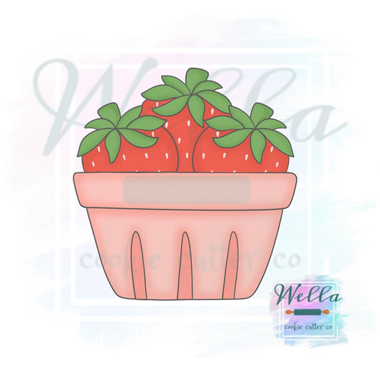 Strawberry Basket #2 Cookie Cutter with Optional Stencil