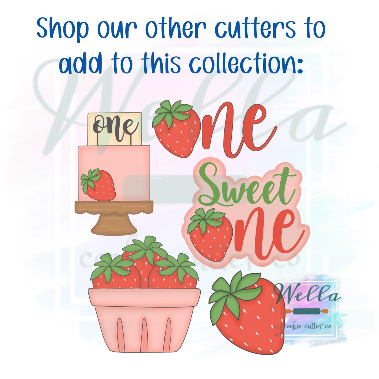 Strawberry One #2 Cookie Cutter with Optional Stencil