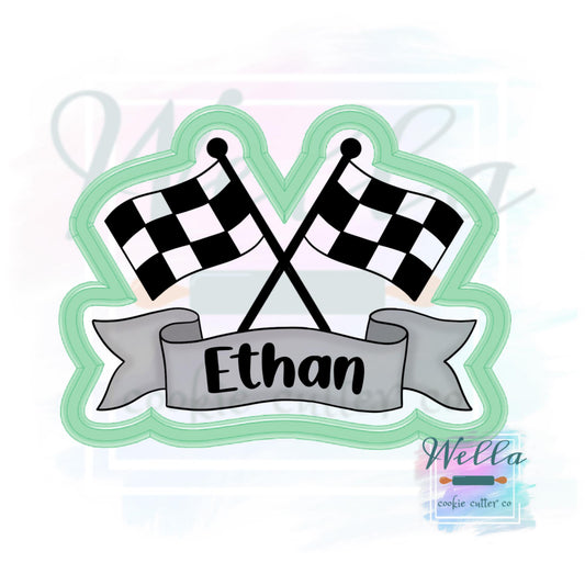 Racing Flags Name Plaque Cookie Cutter