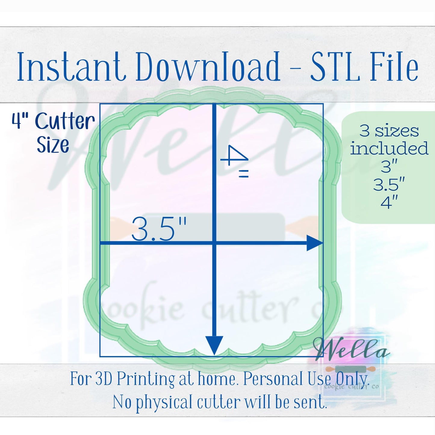 Digital STL File - Birthday Buttercream Cake Cookie Cutter - 3 Sizes Included 3" 3.5" and 4"
