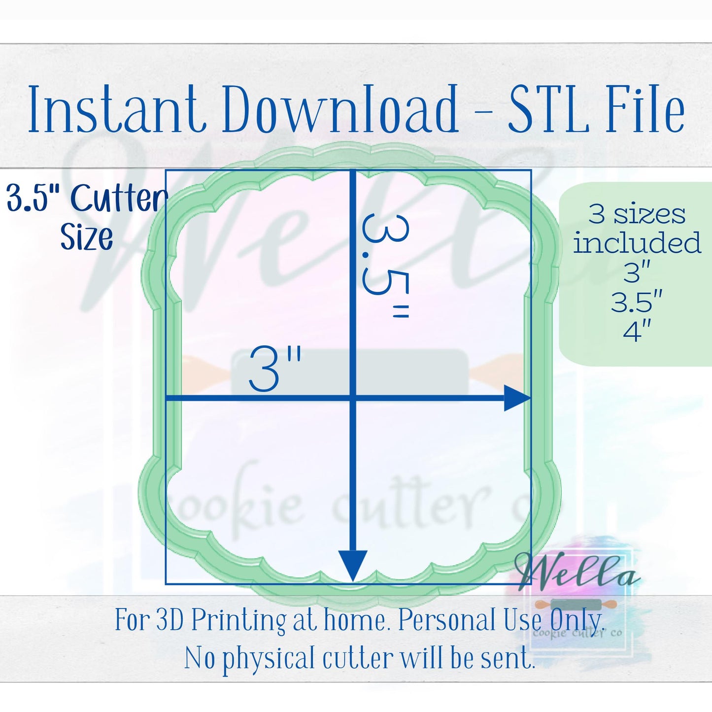 Digital STL File - Birthday Buttercream Cake Cookie Cutter - 3 Sizes Included 3" 3.5" and 4"