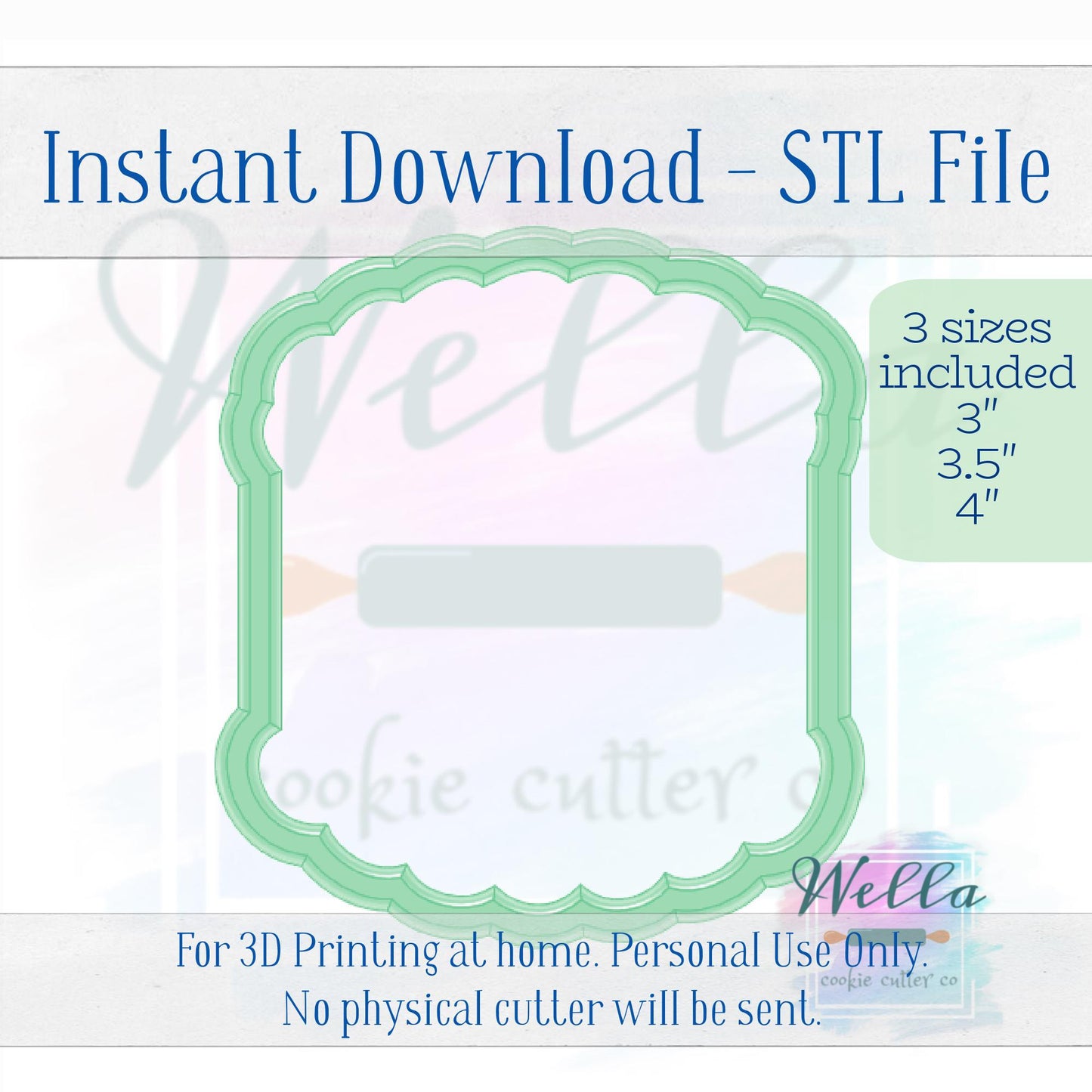 Digital STL File - Birthday Buttercream Cake Cookie Cutter - 3 Sizes Included 3" 3.5" and 4"