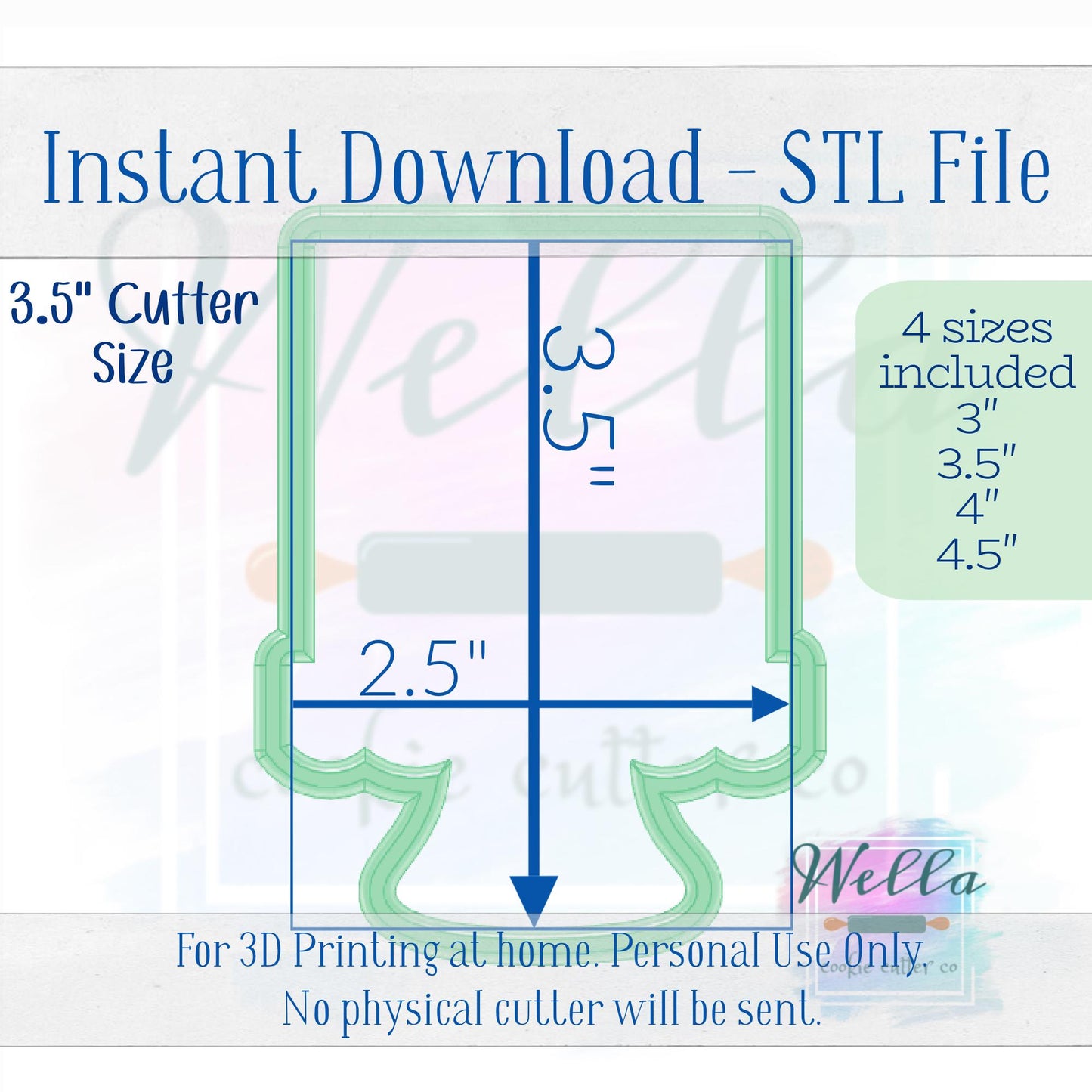 Digital STL File - Cake on Stand #1 Cookie Cutter - 4 Sizes Included 3" 3.5" 4" and 4.5"