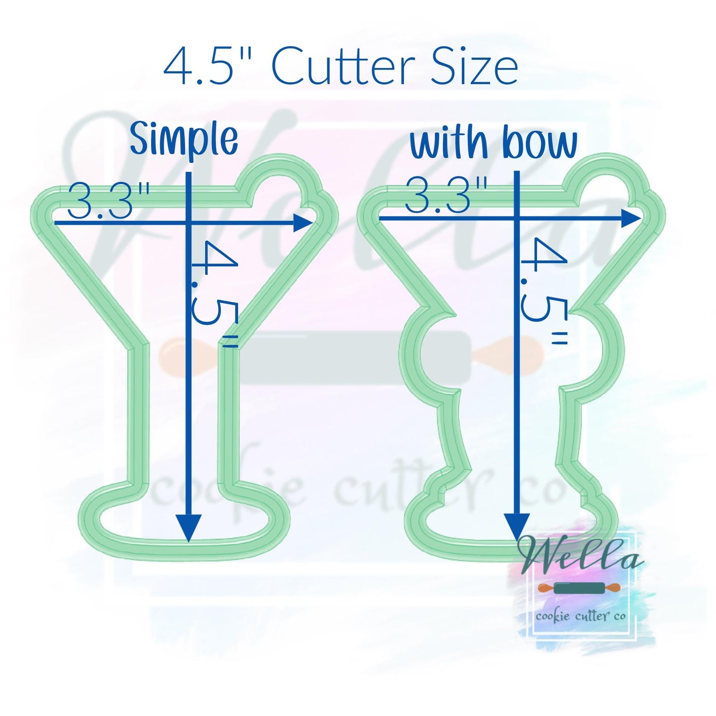 Olive Martini Cookie Cutter with or without Bow - 2 Shape Options with Optional Stencil Guide