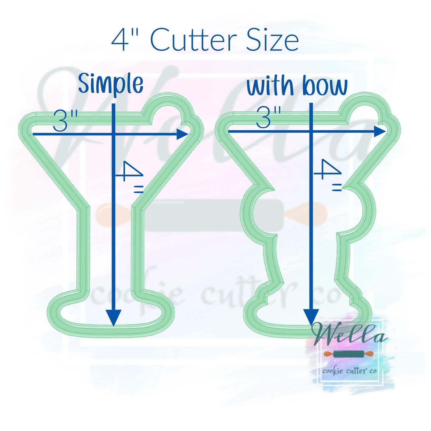 Olive Martini Cookie Cutter with or without Bow - 2 Shape Options with Optional Stencil Guide