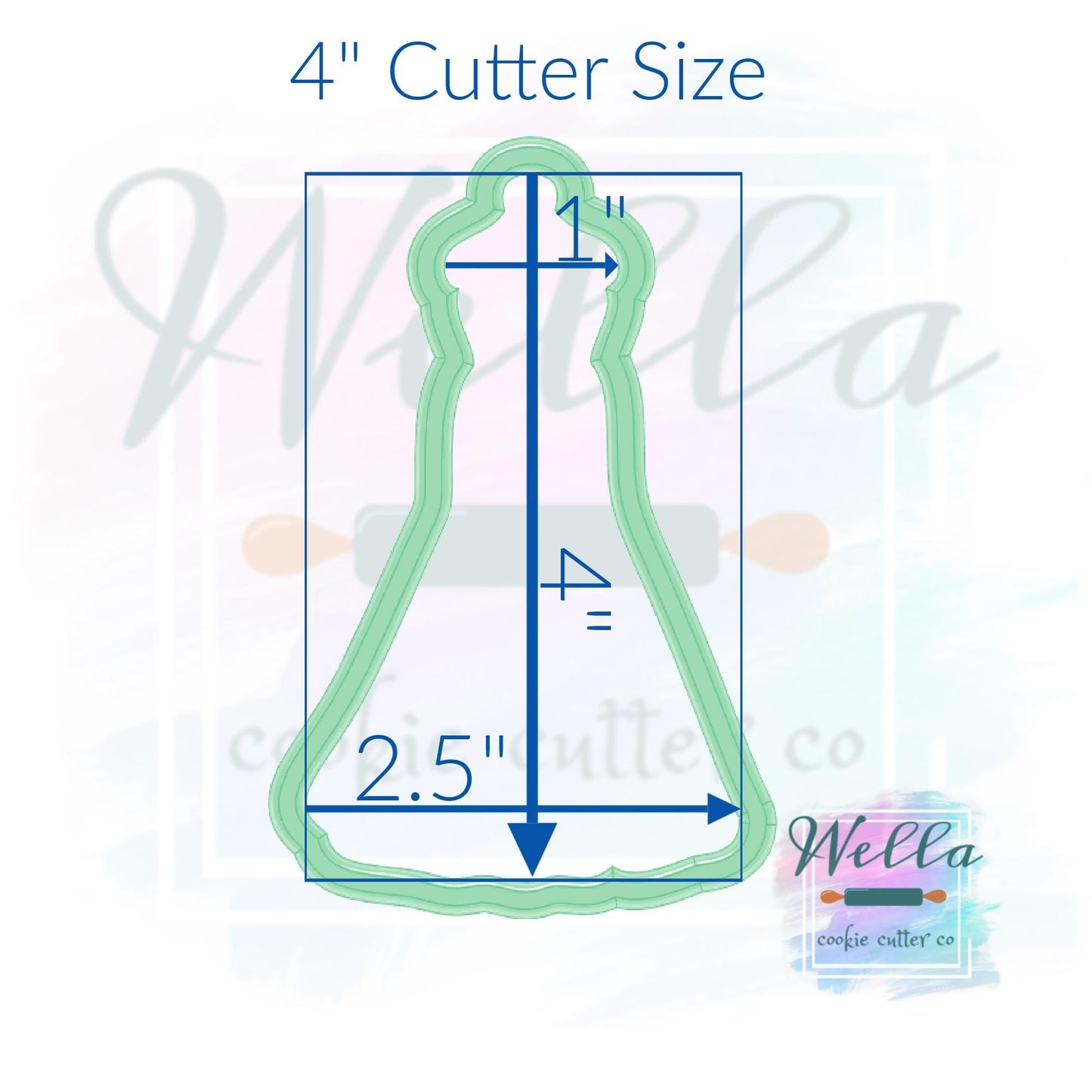 Wedding Dress #2 Skinny Cookie Cutter, Bridal Shower Cookie Cutter