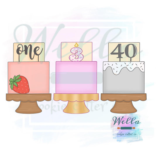 Cake on Stand #2 Cookie Cutter, 2 Tier Cake Cookie Cutter