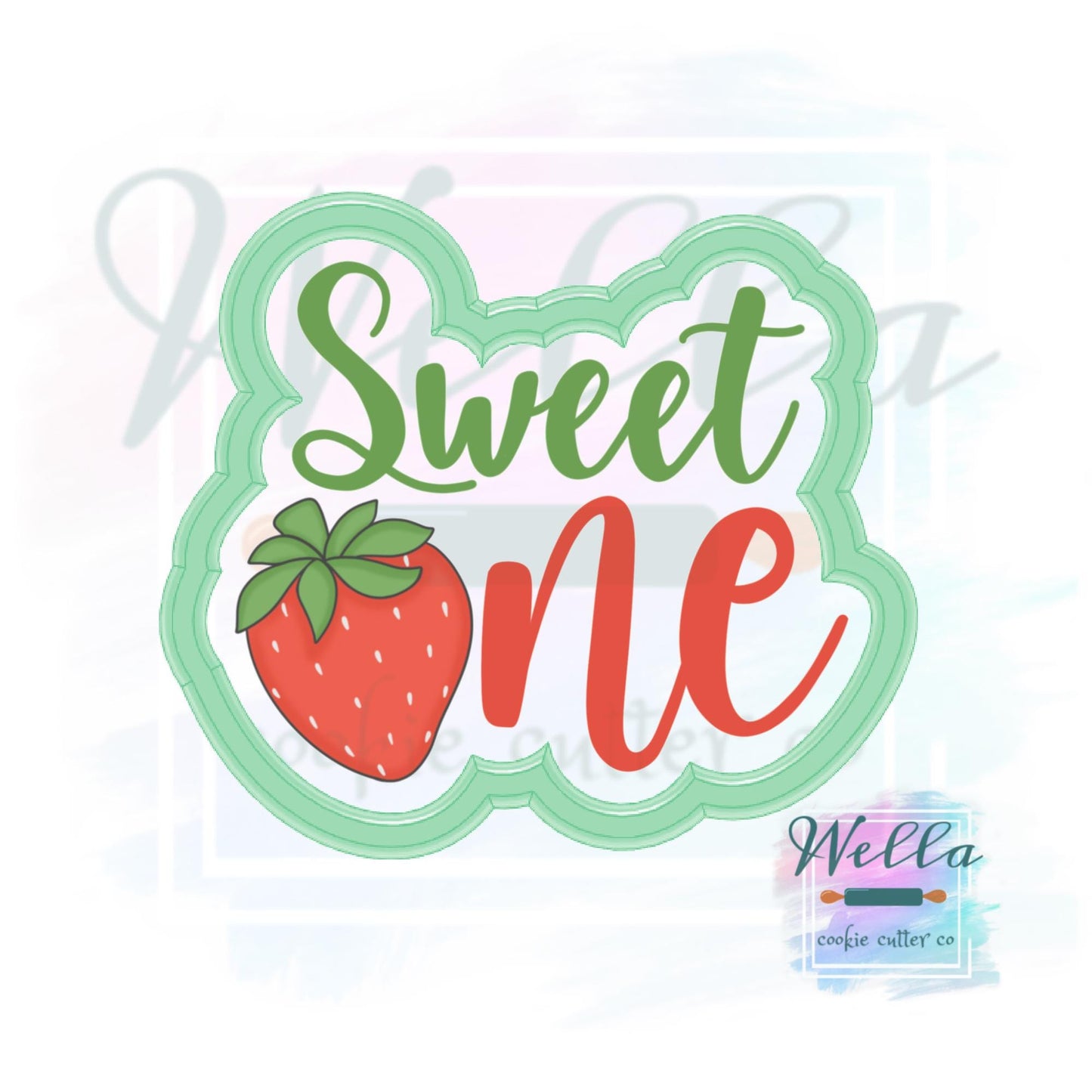 Sweet One Strawberry Cookie Cutter with Optional Stencil