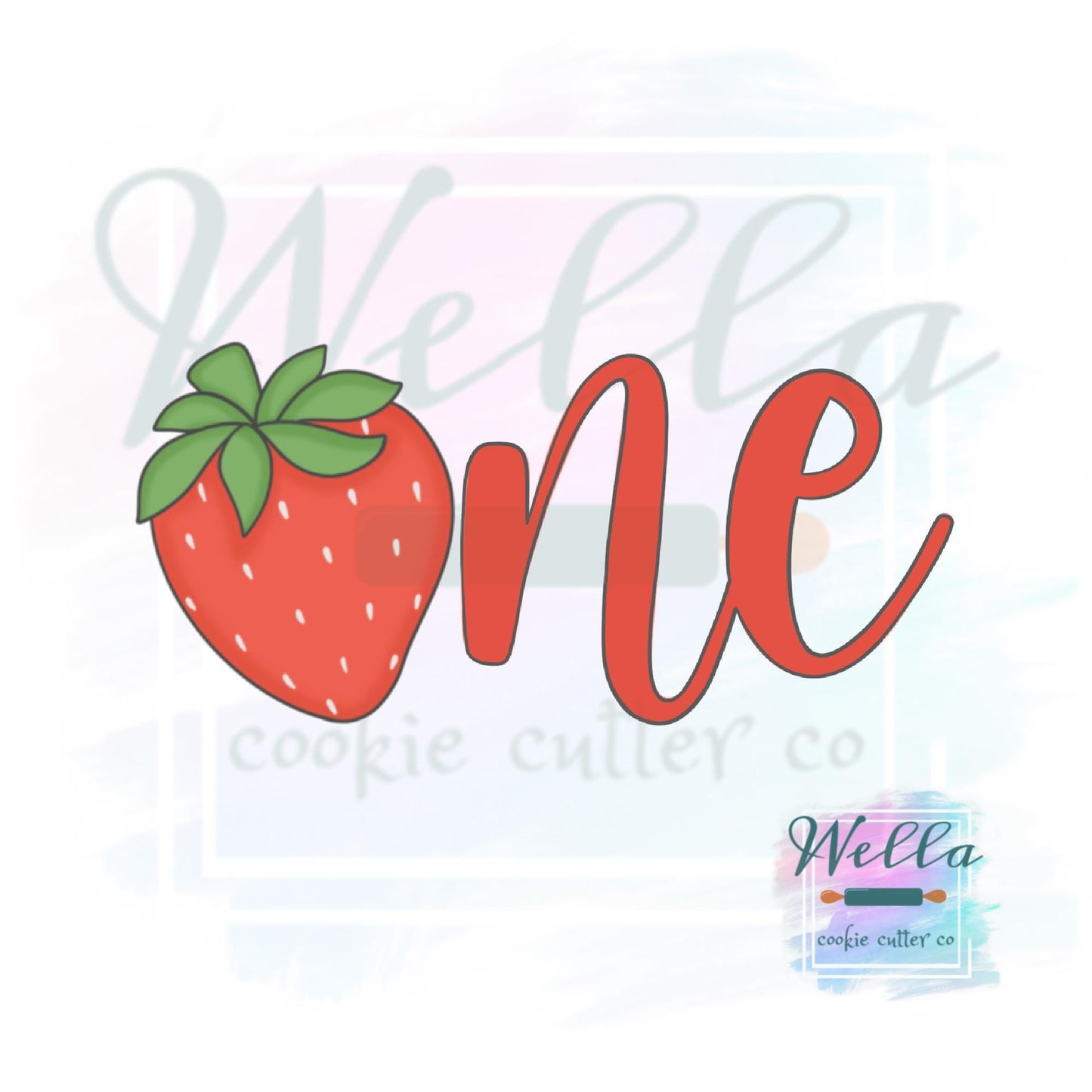 Strawberry One #2 Cookie Cutter with Optional Stencil