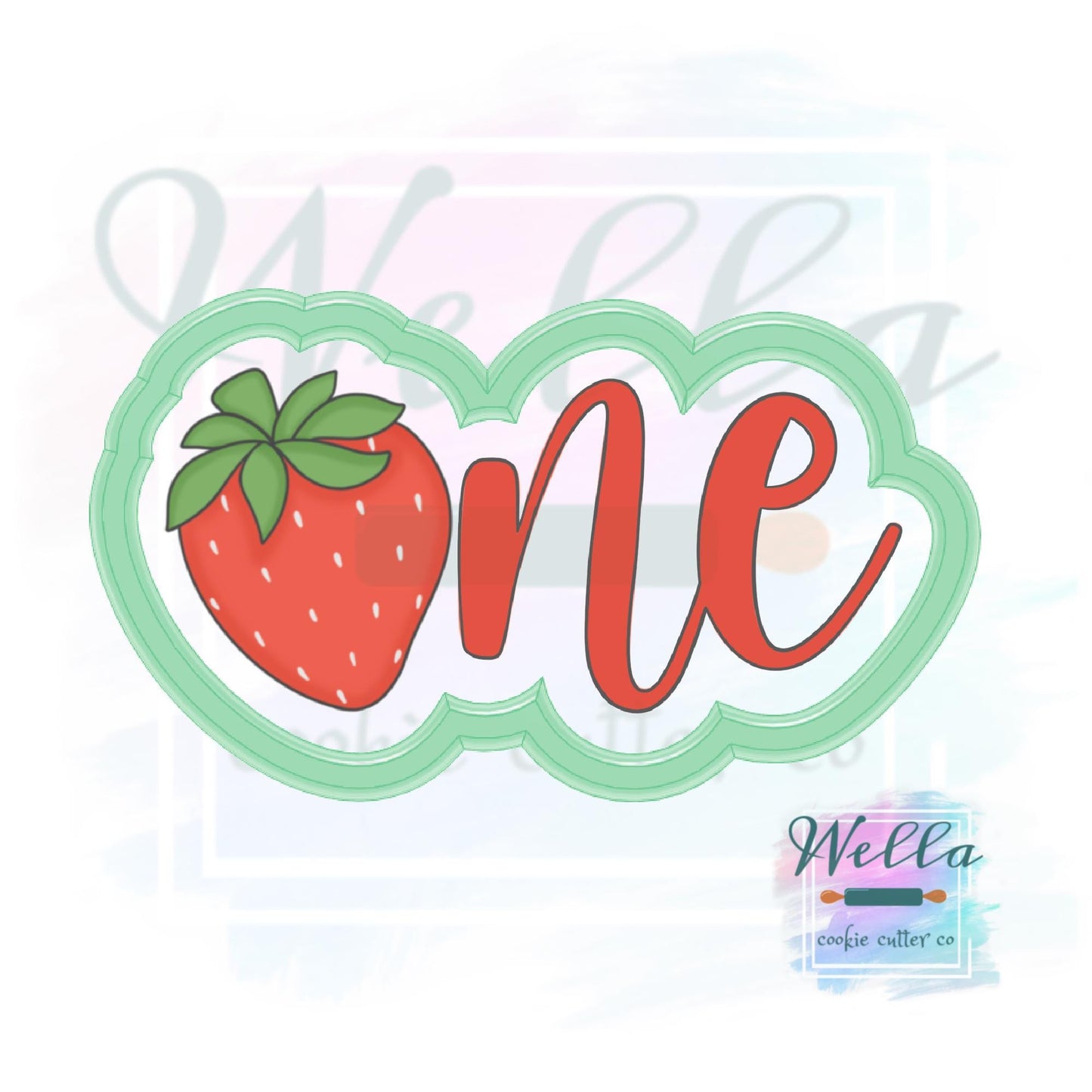 Strawberry One #2 Cookie Cutter with Optional Stencil