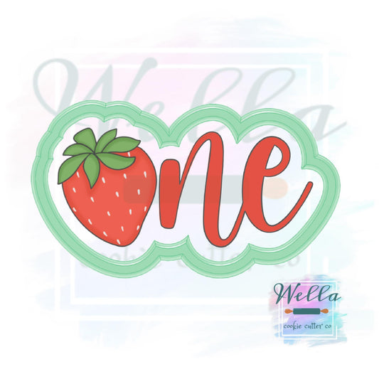 Strawberry One #2 Cookie Cutter with Optional Stencil