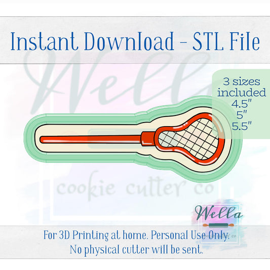Digital STL File - Lacrosse Stick Cookie Cutter - 3 Sizes Included 4.5" 5" and 5.5"