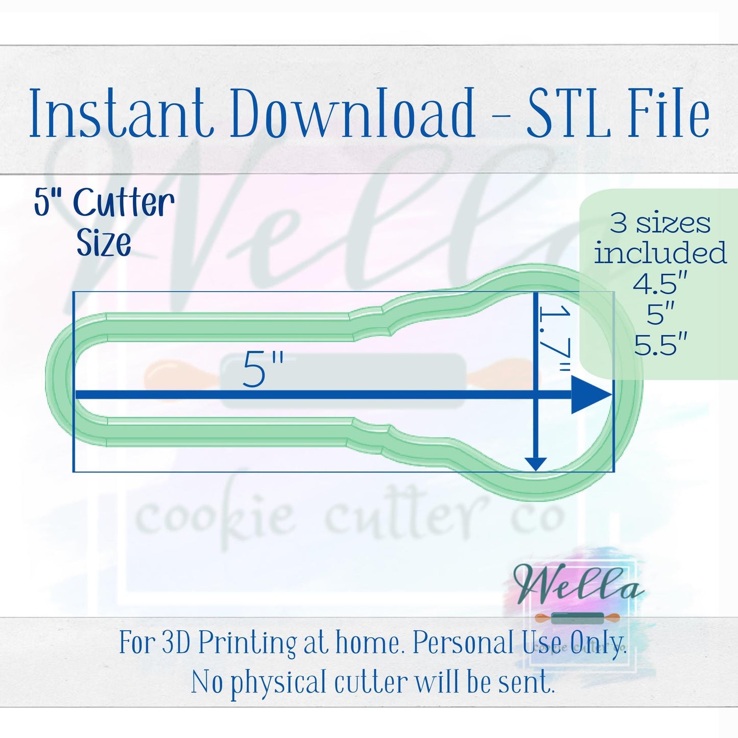 Digital STL File - Lacrosse Stick Cookie Cutter - 3 Sizes Included 4.5" 5" and 5.5"